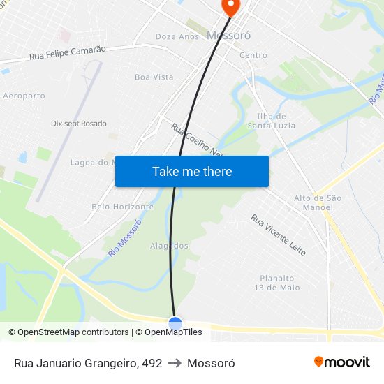Rua Januario Grangeiro, 492 to Mossoró map