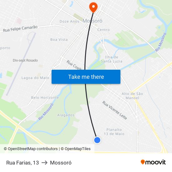 Rua Farias, 13 to Mossoró map