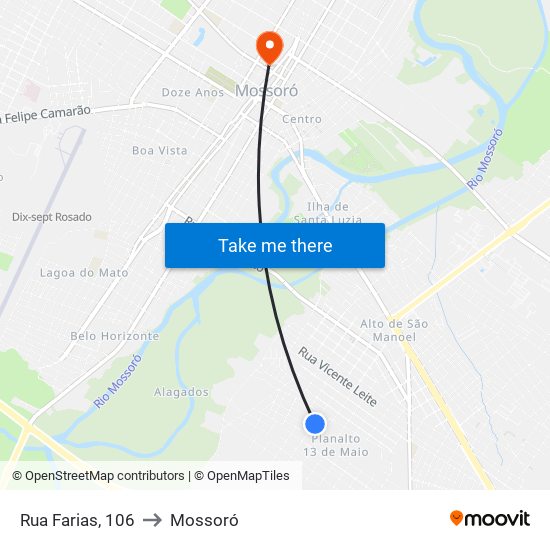 Rua Farias, 106 to Mossoró map