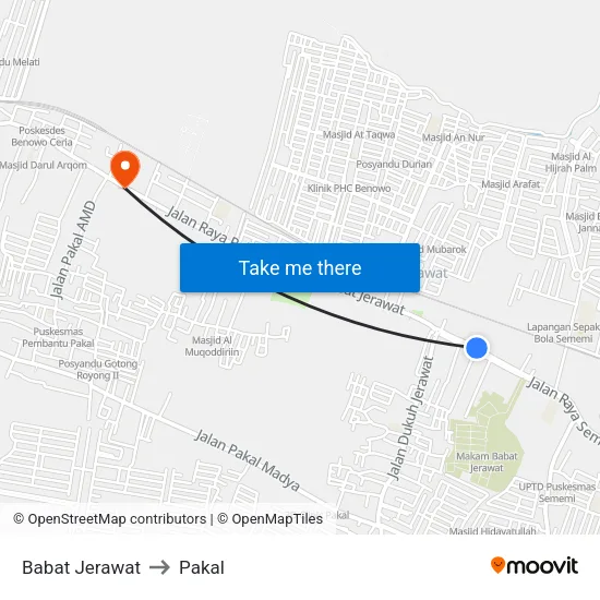 Babat Jerawat to Pakal map