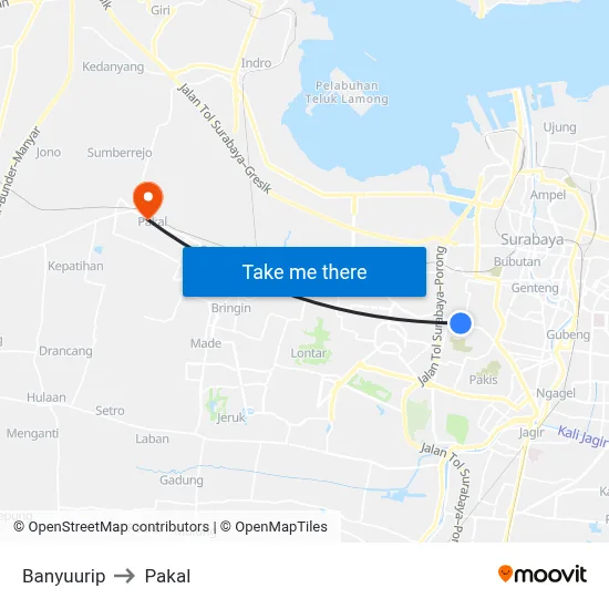 Banyuurip to Pakal map