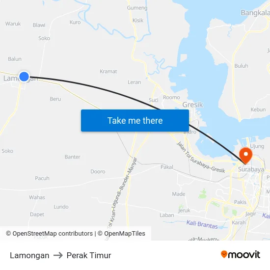 Lamongan to Perak Timur map