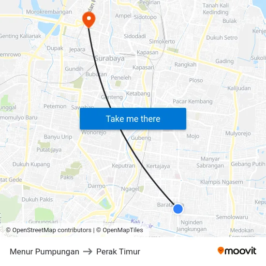 Menur Pumpungan to Perak Timur map