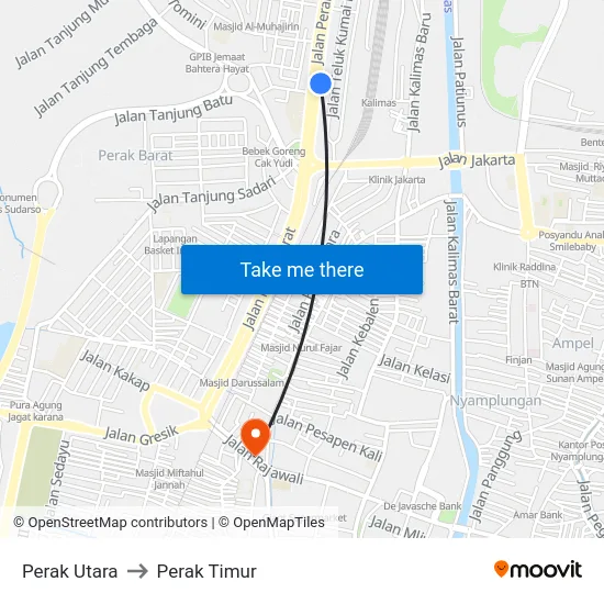 Perak Utara to Perak Timur map