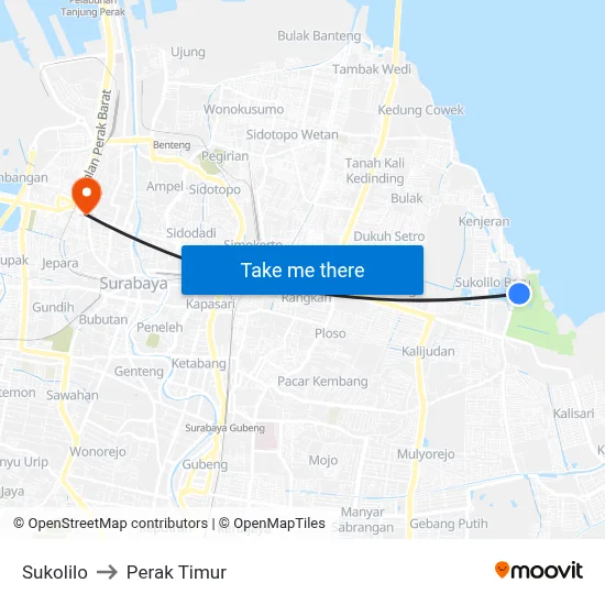 Sukolilo to Perak Timur map
