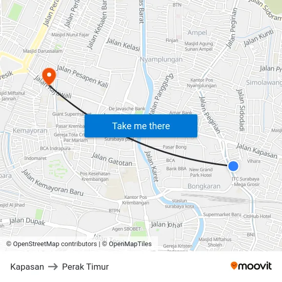 Kapasan to Perak Timur map