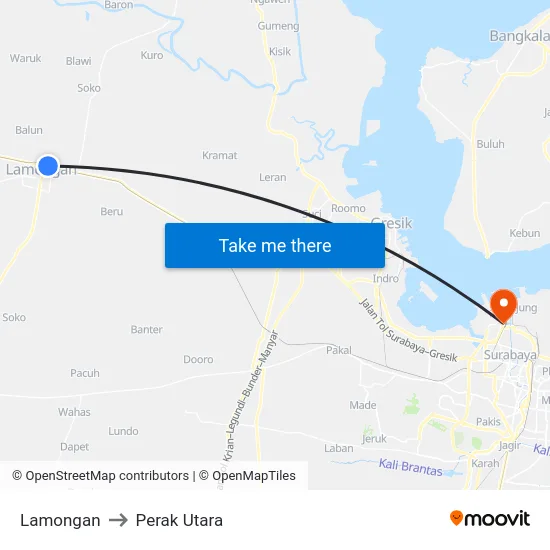 Lamongan to Perak Utara map