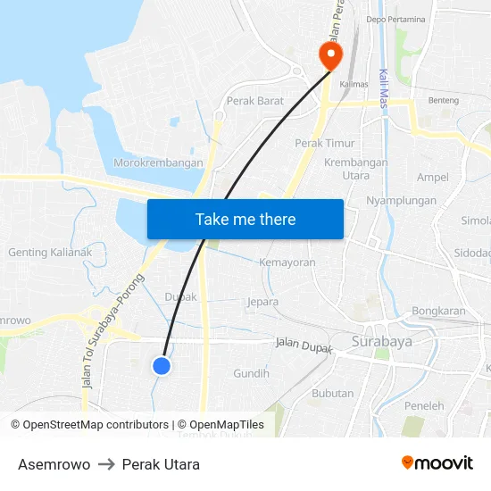 Asemrowo to Perak Utara map