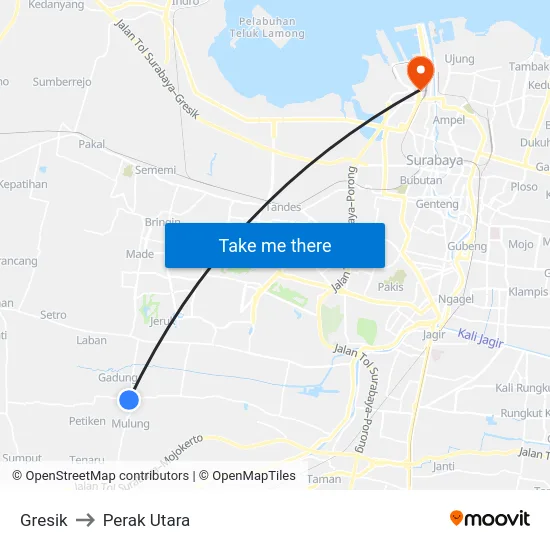 Gresik to Perak Utara map