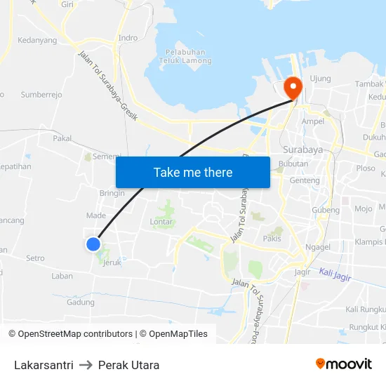 Lakarsantri to Perak Utara map