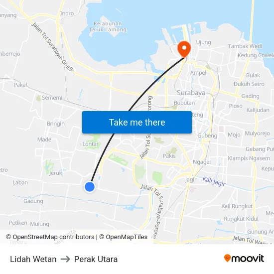 Lidah Wetan to Perak Utara map