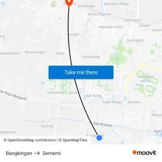 Bangkingan to Sememi map