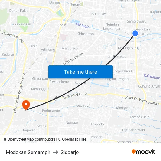 Medokan Semampir to Sidoarjo map