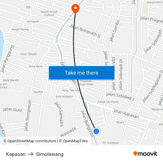 Kapasan to Simolawang map