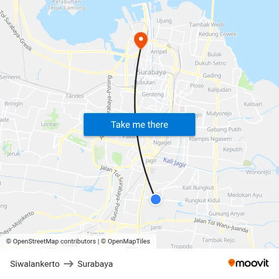 Siwalankerto to Surabaya map