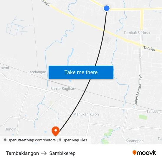 Tambaklangon to Sambikerep map