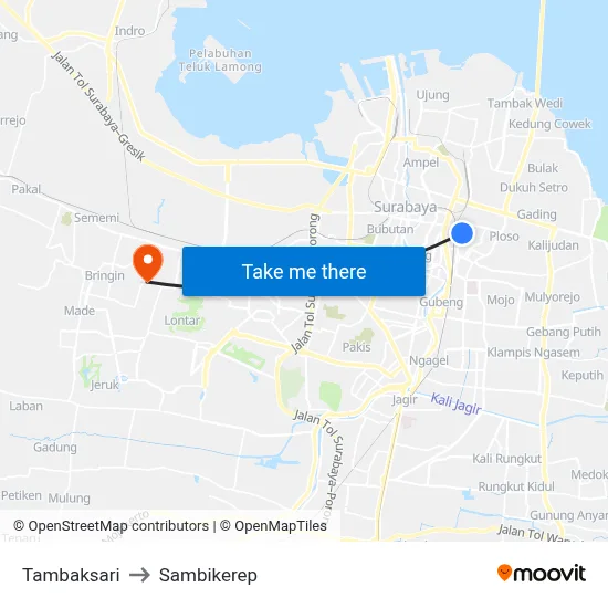 Tambaksari to Sambikerep map
