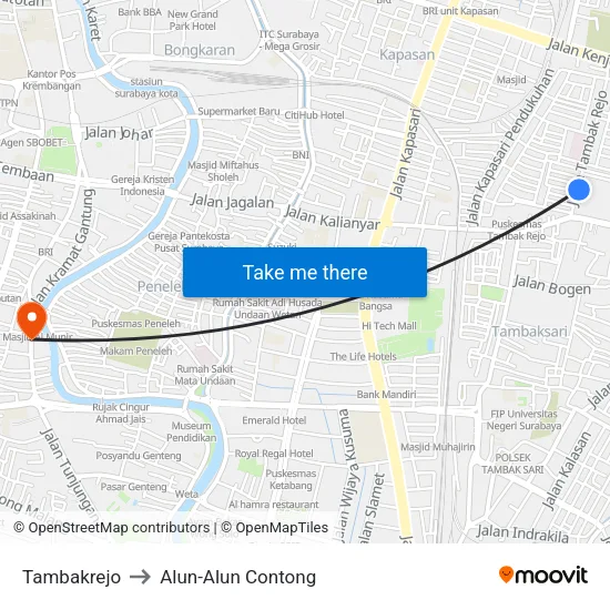 Tambakrejo to Alun-Alun Contong map