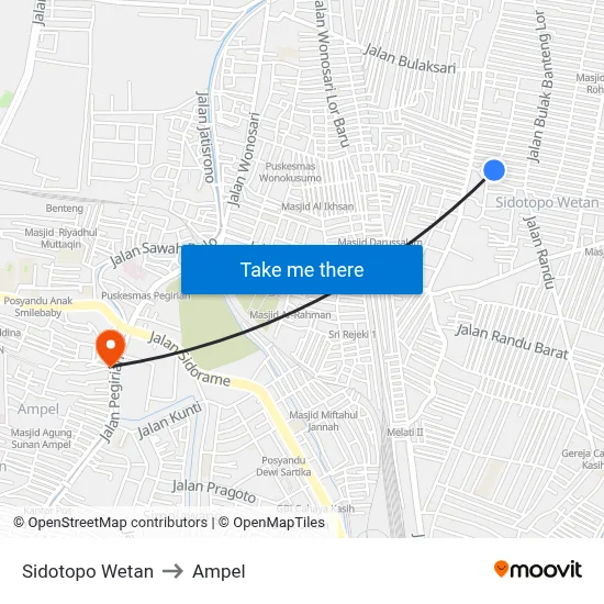 Sidotopo Wetan to Ampel map