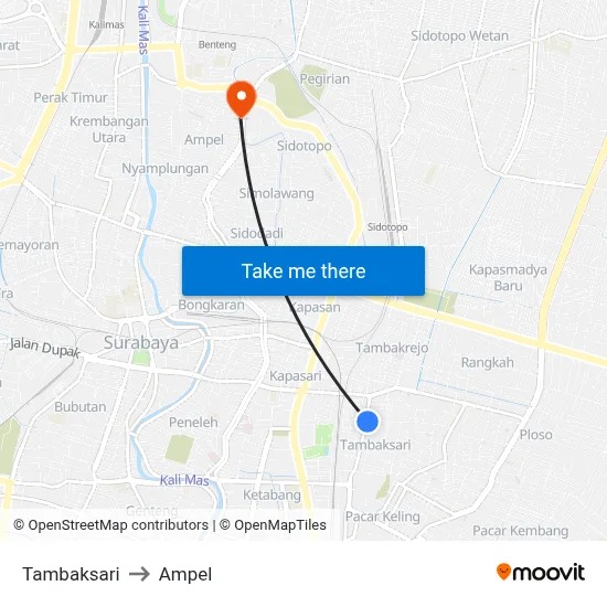 Tambaksari to Ampel map