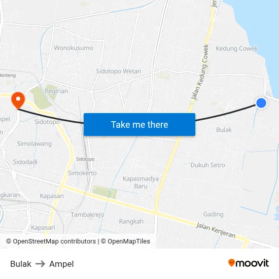 Bulak to Ampel map