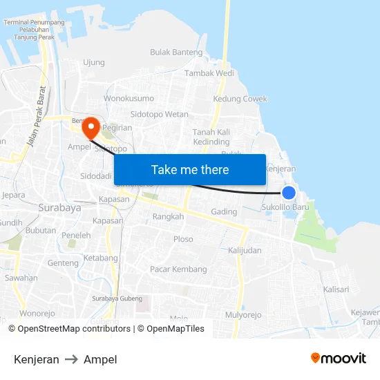 Kenjeran to Ampel map