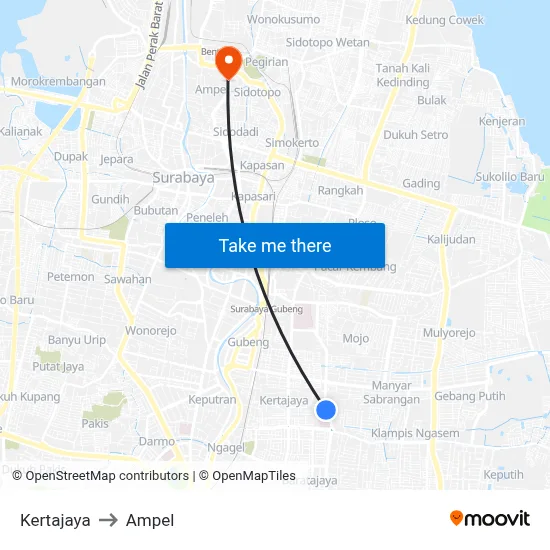 Kertajaya to Ampel map