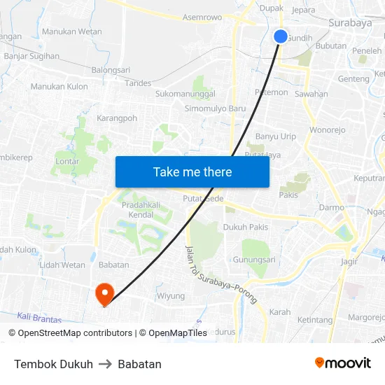 Tembok Dukuh to Babatan map