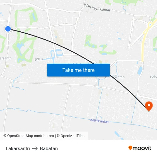 Lakarsantri to Babatan map