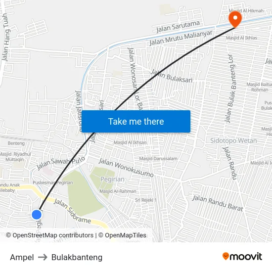 Ampel to Bulakbanteng map