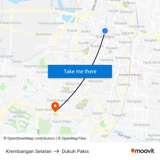 Krembangan Selatan to Dukuh Pakis map
