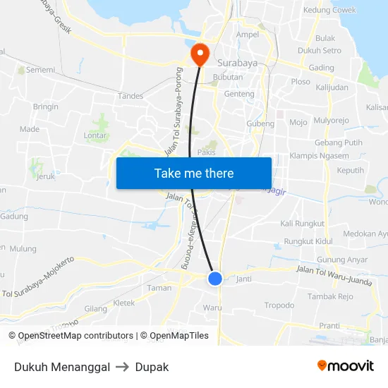 Dukuh Menanggal to Dupak map