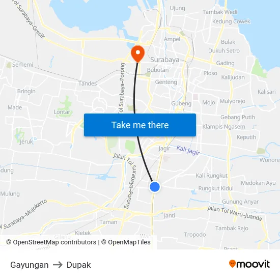 Gayungan to Dupak map