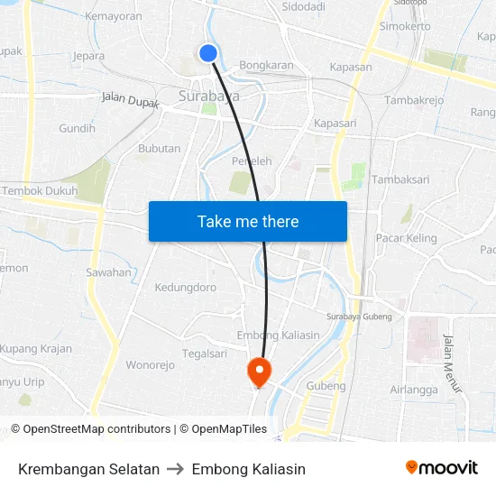 Krembangan Selatan to Embong Kaliasin map