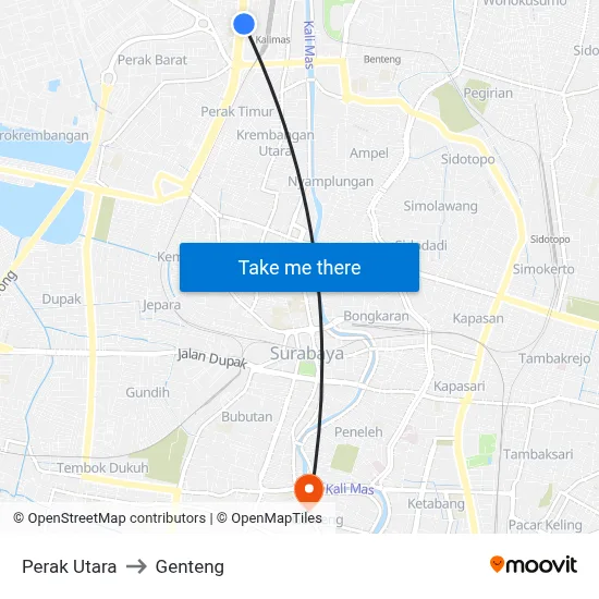 Perak Utara to Genteng map