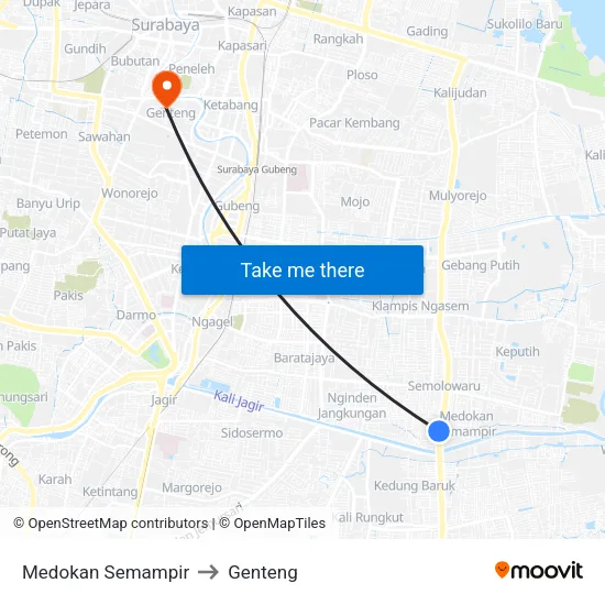 Medokan Semampir to Genteng map