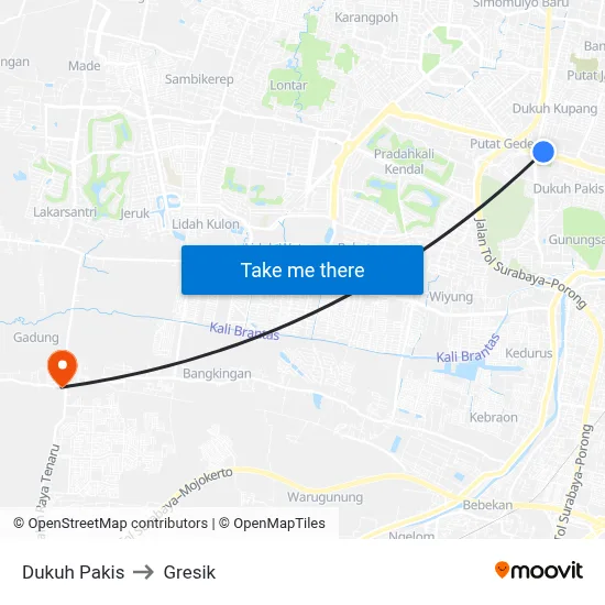 Dukuh Pakis to Gresik map