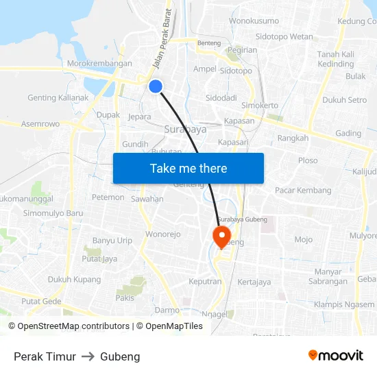 Perak Timur to Gubeng map