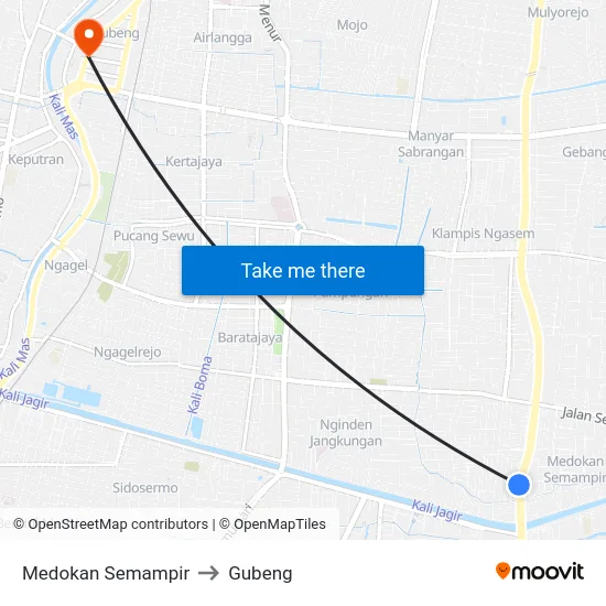 Medokan Semampir to Gubeng map