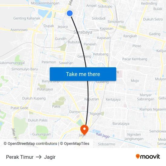 Perak Timur to Jagir map