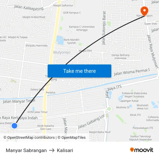 Manyar Sabrangan to Kalisari map