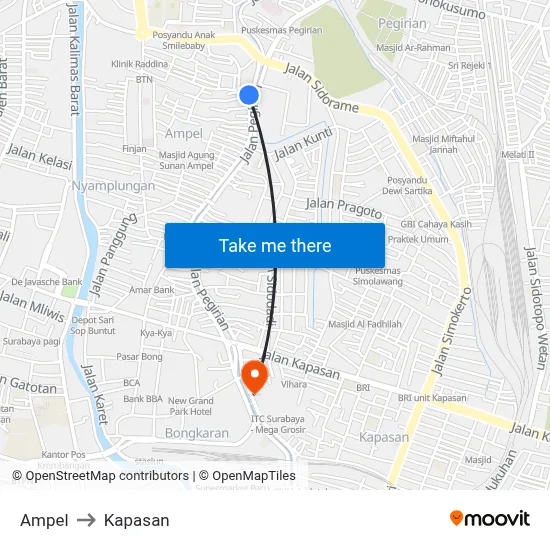 Ampel to Kapasan map