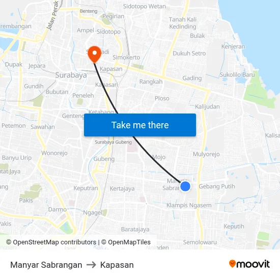 Manyar Sabrangan to Kapasan map