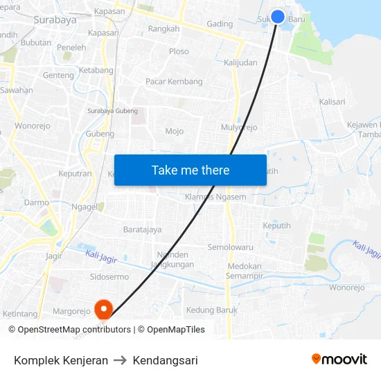 Komplek Kenjeran to Kendangsari map