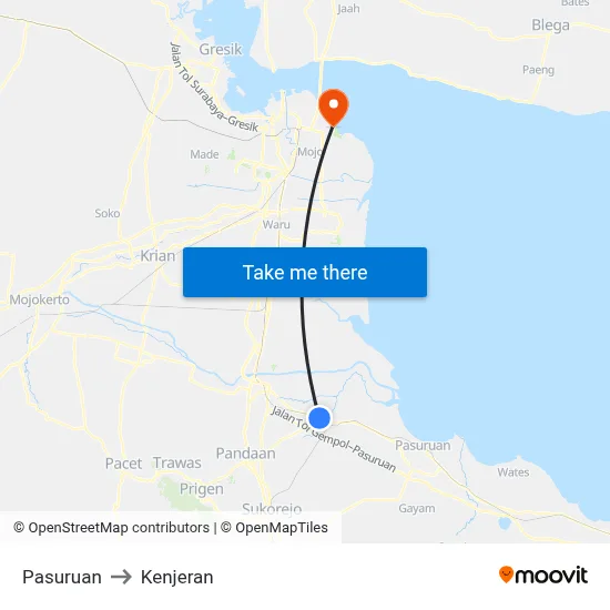 Pasuruan to Kenjeran map