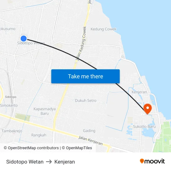 Sidotopo Wetan to Kenjeran map