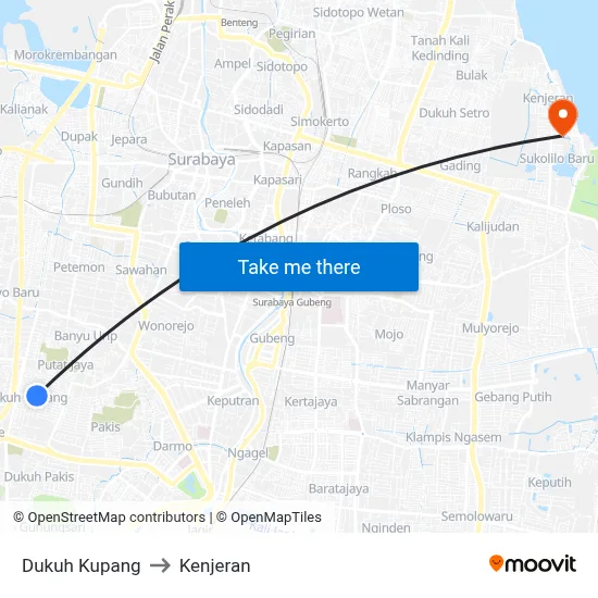Dukuh Kupang to Kenjeran map