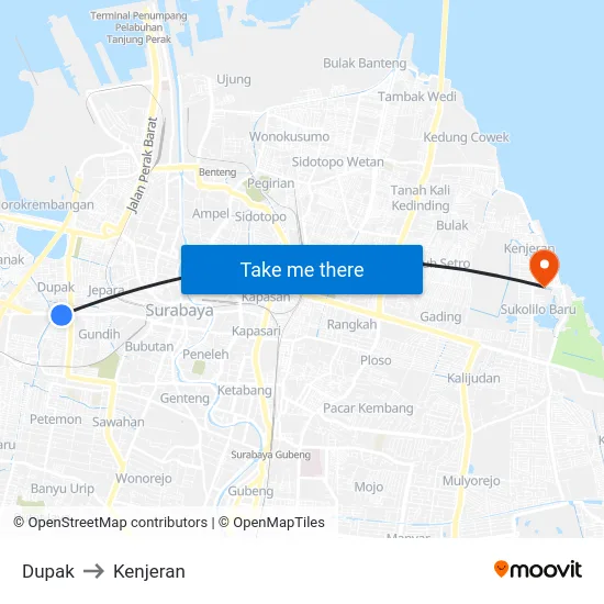 Dupak to Kenjeran map