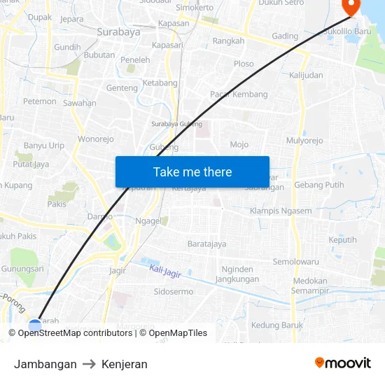 Jambangan to Kenjeran map