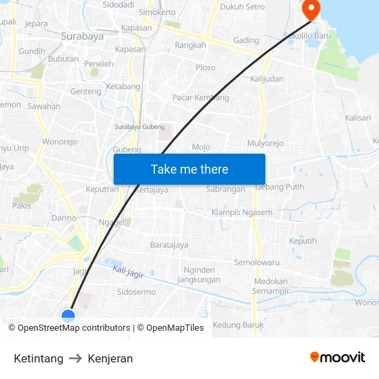 Ketintang to Kenjeran map